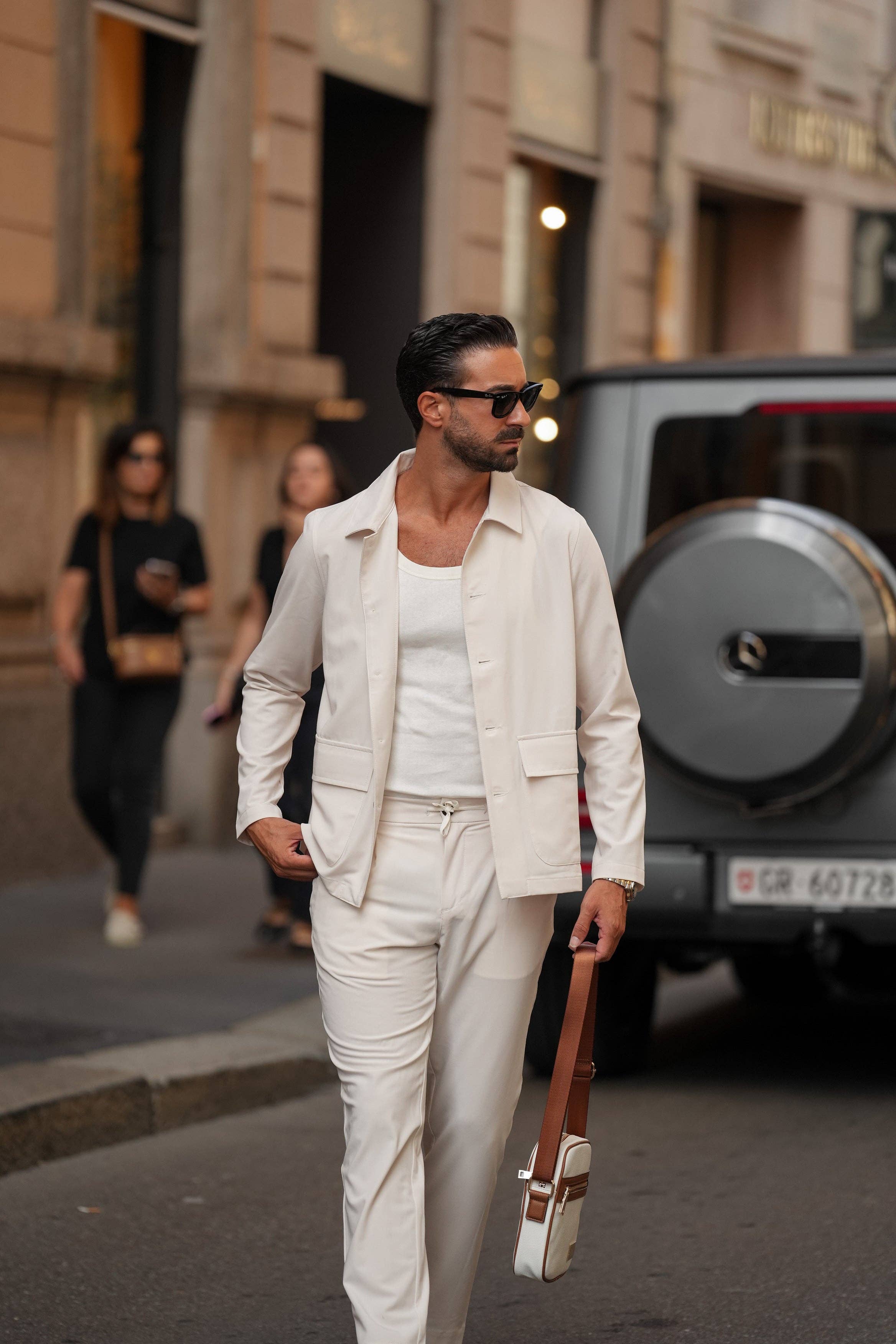 DONATO - Vente Veste-chemise – homme - Chemise-veste blanc cassé2