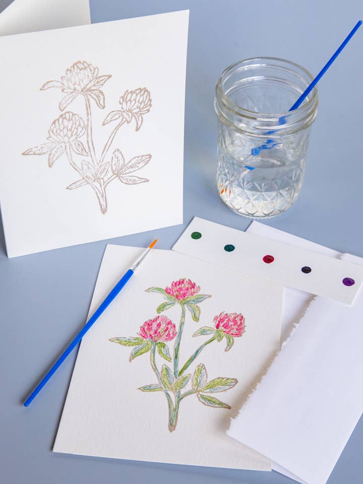 Kit de cartões de arte em aquarela 5x7 Clover por atacado de Ashes & Arbor