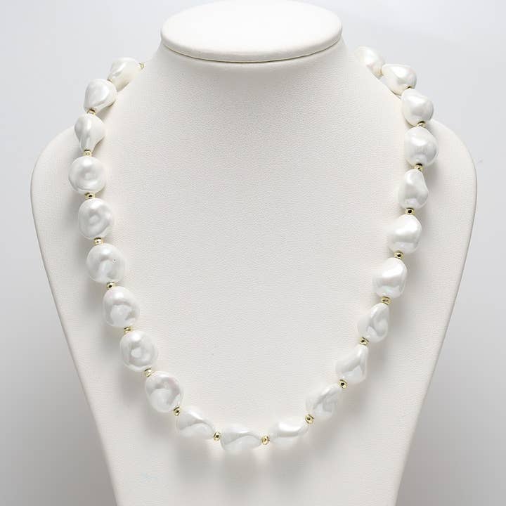 Baroque Pearl Necklace with Gold Plated Clasp for wholesale by So... Silver Jewelry