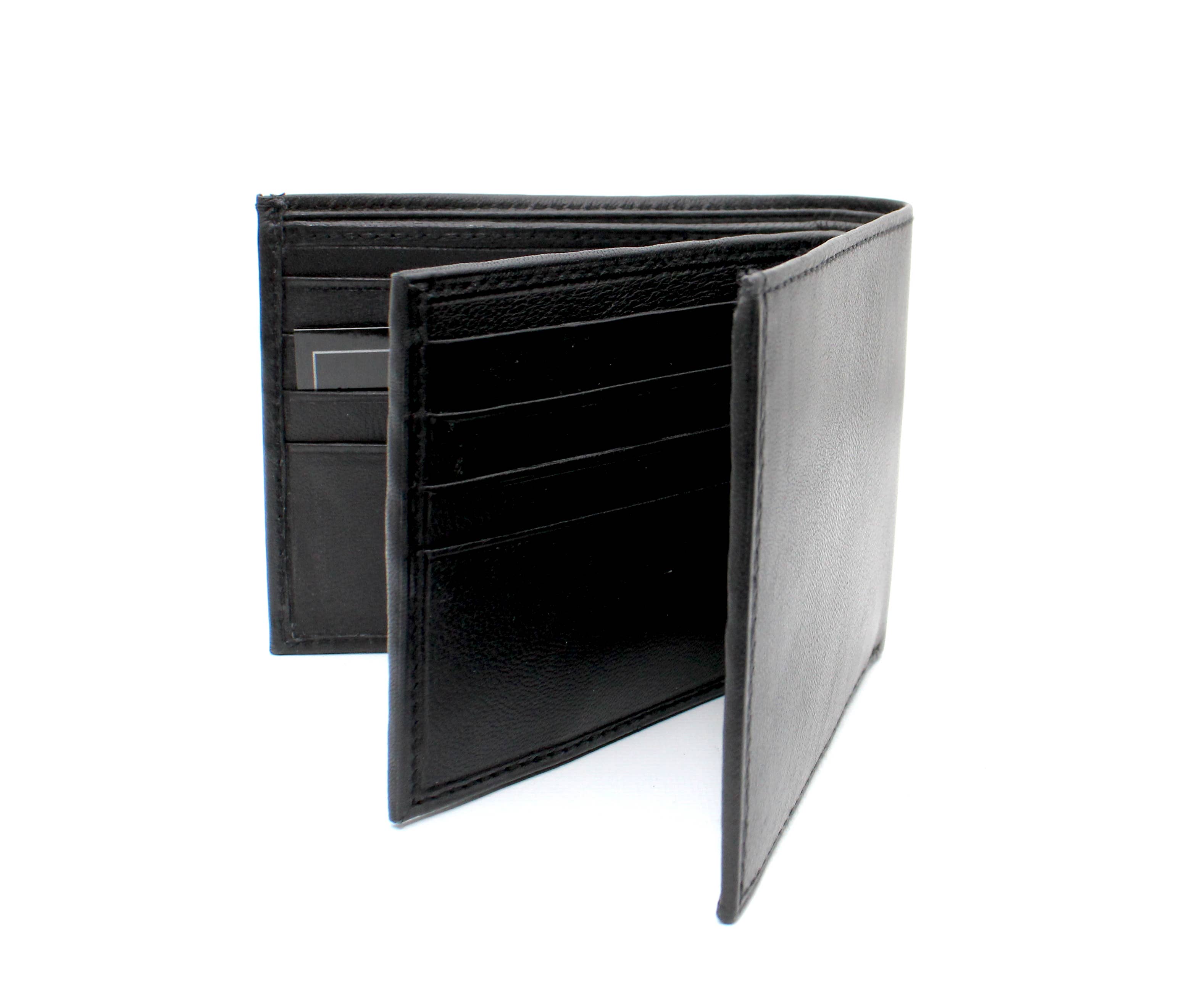 Black ASHLIN® BIFOLD WALLET WITH CENTRE WING 16 CARD | LEATHER for wholesale on Faire2