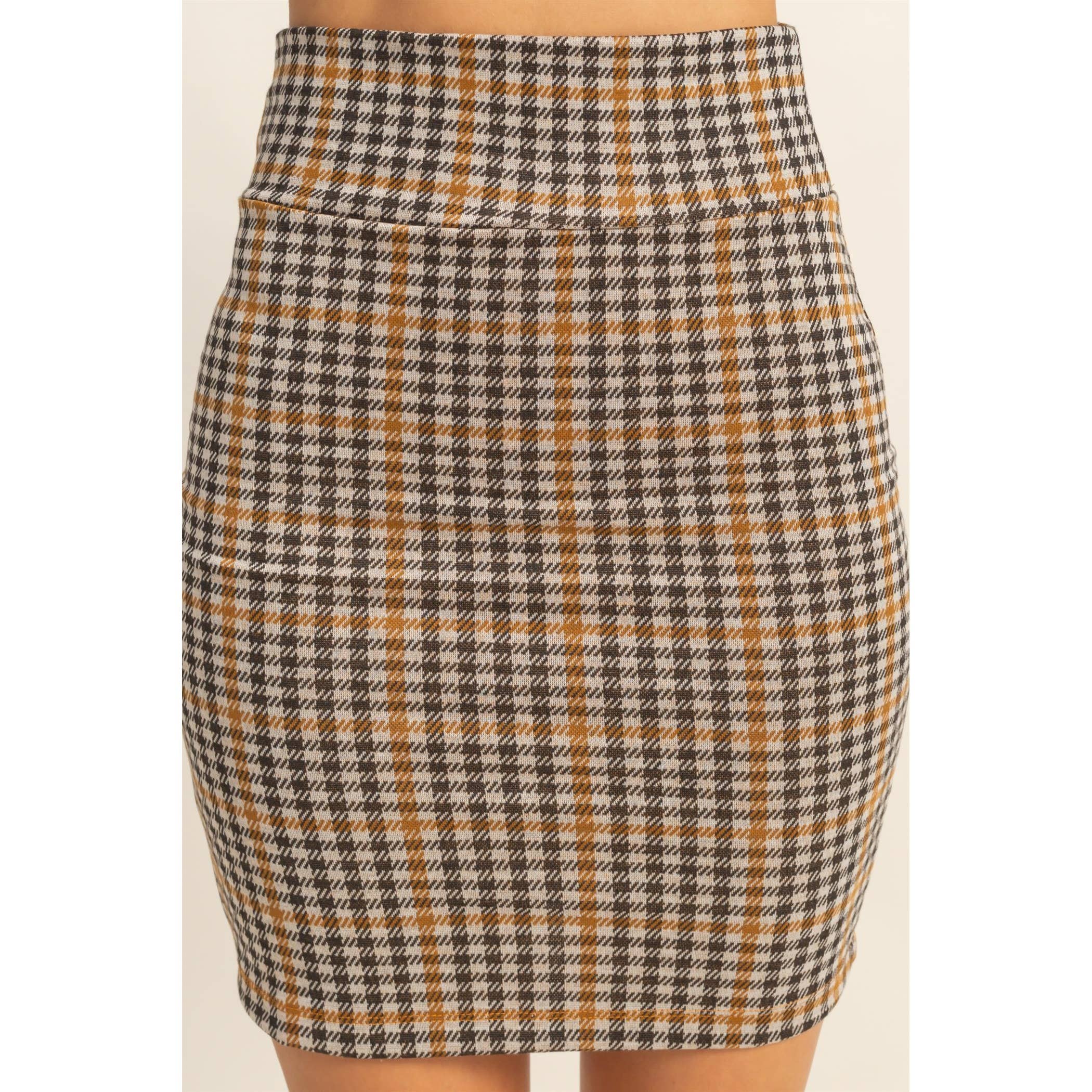 HYFVE - Wholesale Skirt - Women's - Houndstooth High-Waisted Mini Skirt8