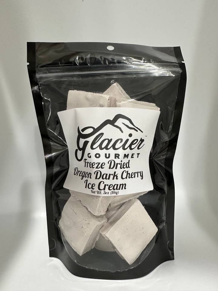 Freeze Dried Oregon Dark Cherry Ice Cream  - 3oz Bag for wholesale by Glacier Gourmet