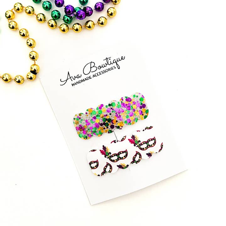 Mardi Gras Snap Clip - Mardi Gras Snap Clip voor meisjes voor wholesale door Ava Bowtique