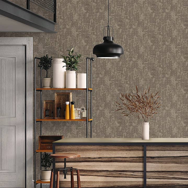 Donker neutraal verweerd effen kleurenbehang, glanzende wandbekleding in 3D-reliëf, verweerd effect voor wholesale door Walloro Luxury Embossed Wallpaper