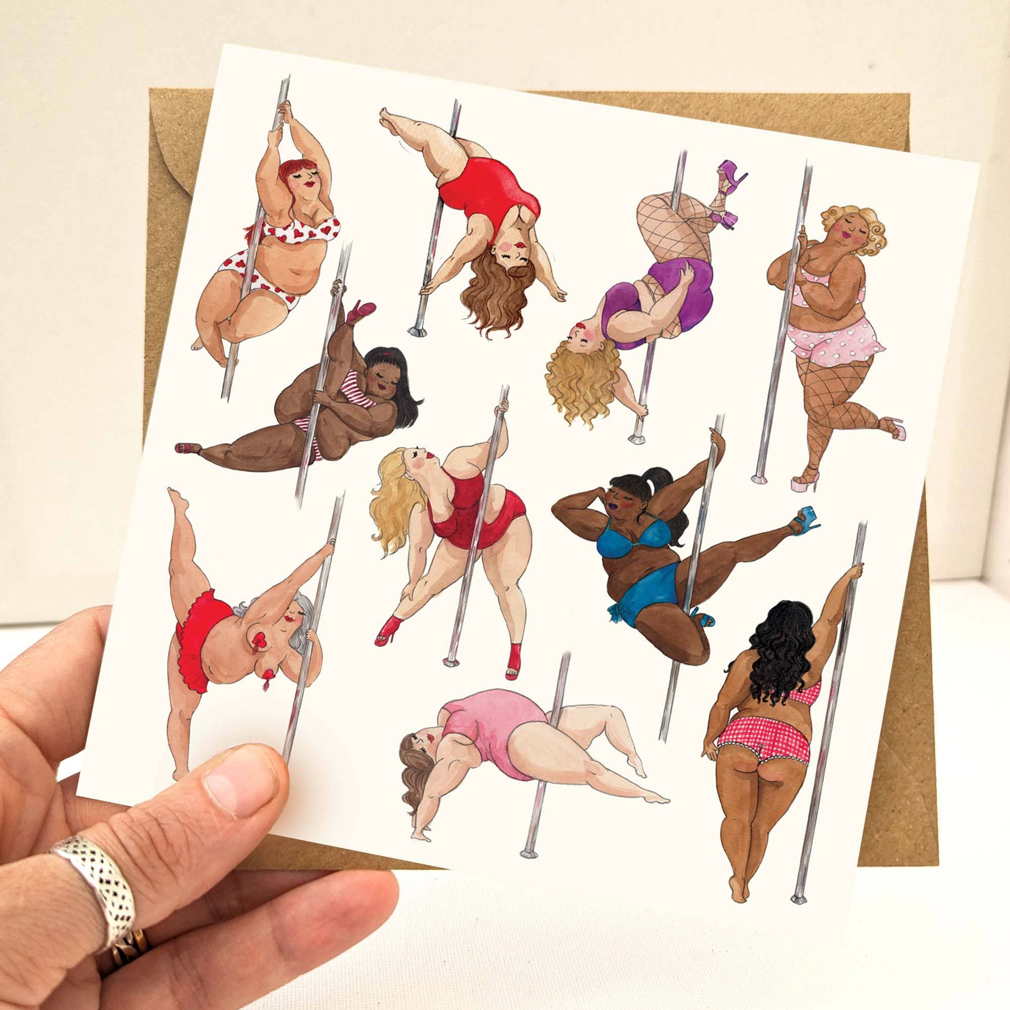 Hes Designs - Wholesale Birthday Card - Pole dancing ladies greeting card, Sexy birthday card, 1