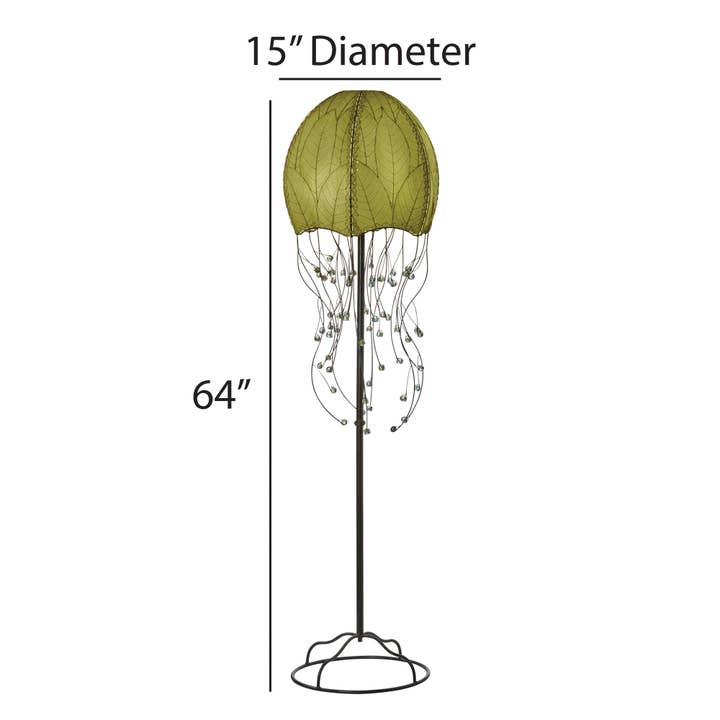 Eangee Home Design - Wholesale Floor Lamp - Jellyfish Large Lamp Green, Shade Made of Cocoa Leaves