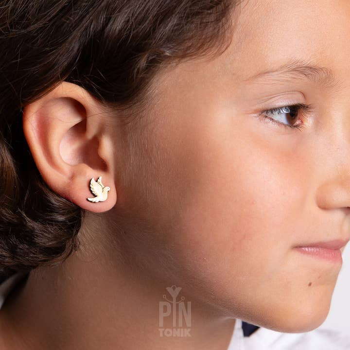 PinTonik - Wholesale Stud/Post Earrings - White Dove Stud Earrings for Religious Occasions6