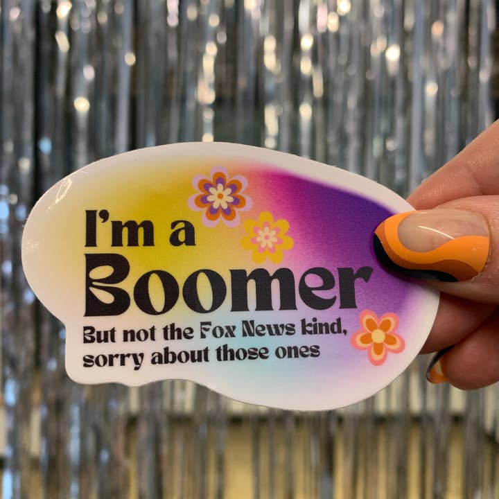 GetBullish ā wholesale Phone & laptop stickers ā I'm a Boomer But Not the Fox News Kind Sticker1