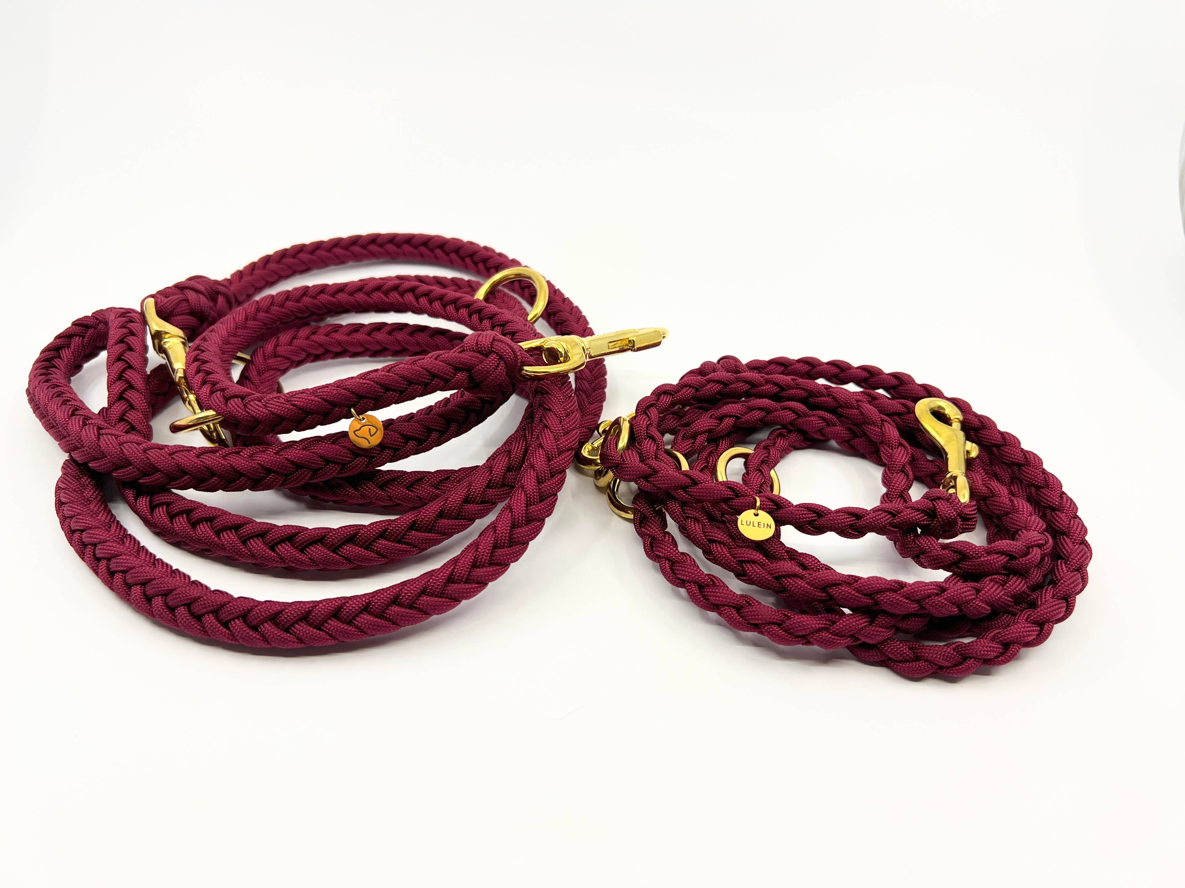 Lulein - Wholesale Hondenriem - Hond - Fishbone bordeaux 3-weg verstelbare paracord hondenriem6