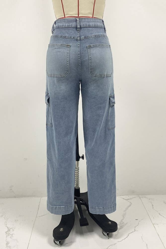Blue Pockets Straight Denim Jeans XYK040 for wholesale on Faire3