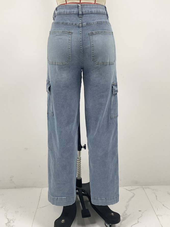 Blue Pockets Straight Denim Jeans XYK040 for wholesale on Faire3