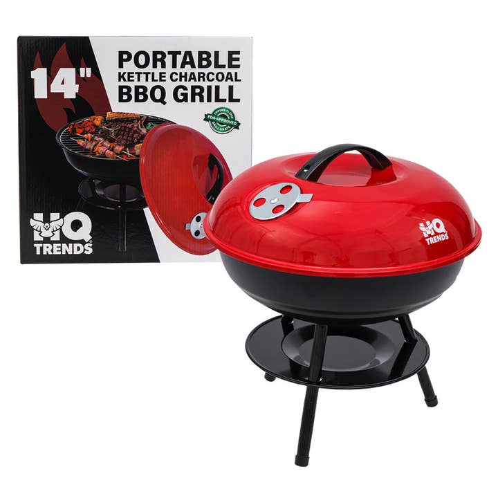 MQ Trends Tragbarer Wasserkocher Holzkohlegrill 14 Zoll Rot für den Großhandel von Deluxe Import Trading