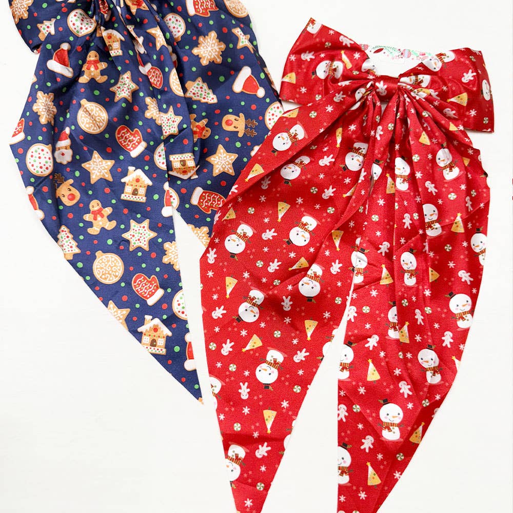 MIX COLOR Christmas Printe Satin Hair Bow Clip for wholesale on Faire1