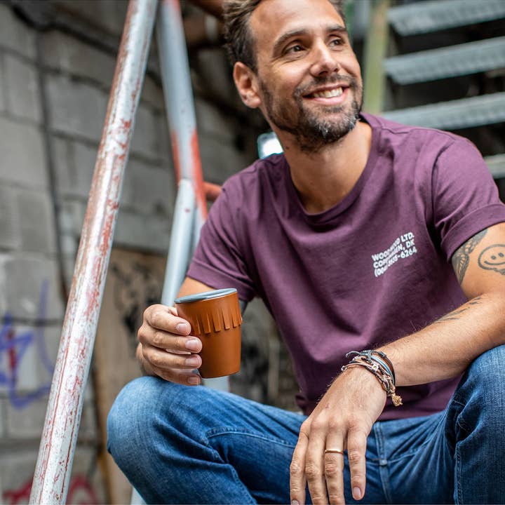 organic rusty steel Cappuccino cup with lid CONNECT COFFEE 0.3 l for wholesale on Faire1