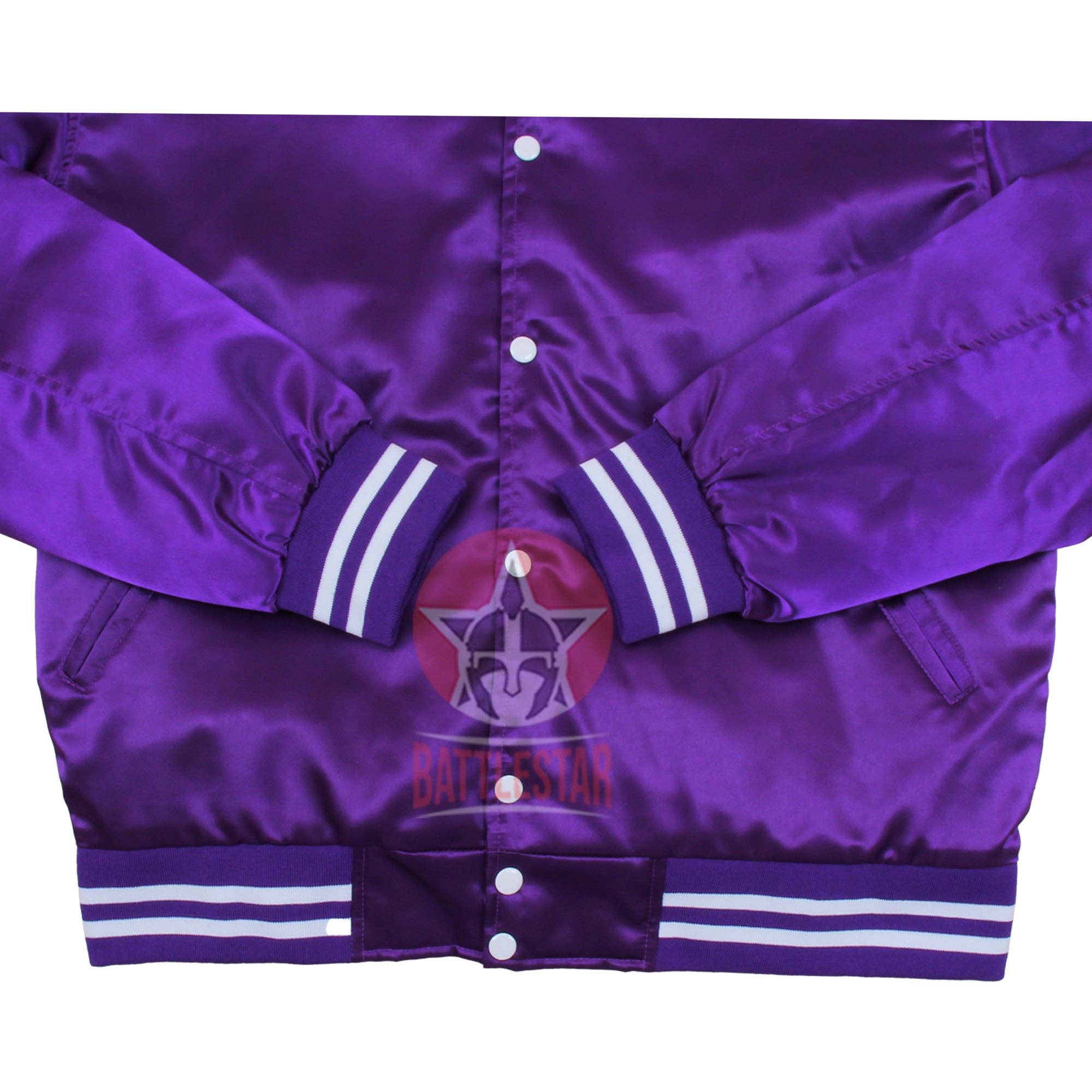 Eastworth Industries - Wholesale Varsity/Baseball Jacket - Men's - Purple Satin Varsity Baseball Jacket Purple White Rib3