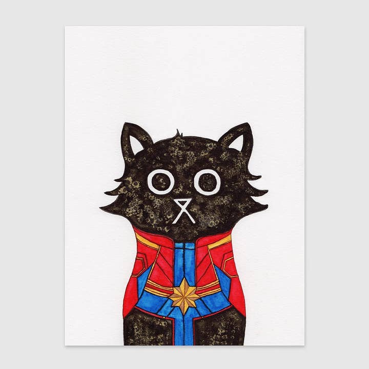 Marvel Cat Wall Art Print, Superhero Wall Art for wholesale by Baldy And The Fidget