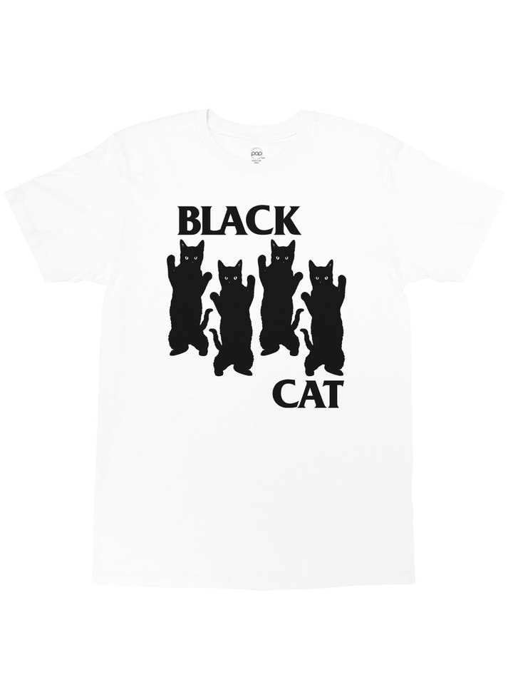 White Black Cat Classic T-shirt for wholesale on Faire