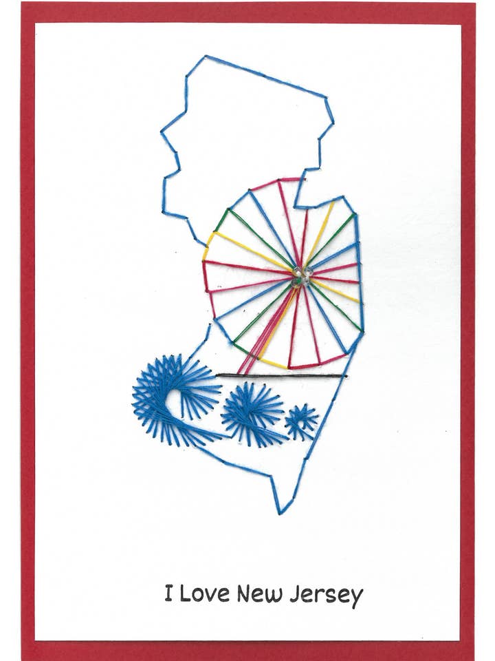 New Jersey- Hand Stitched Greeting Card for wholesale by Woven Dignity