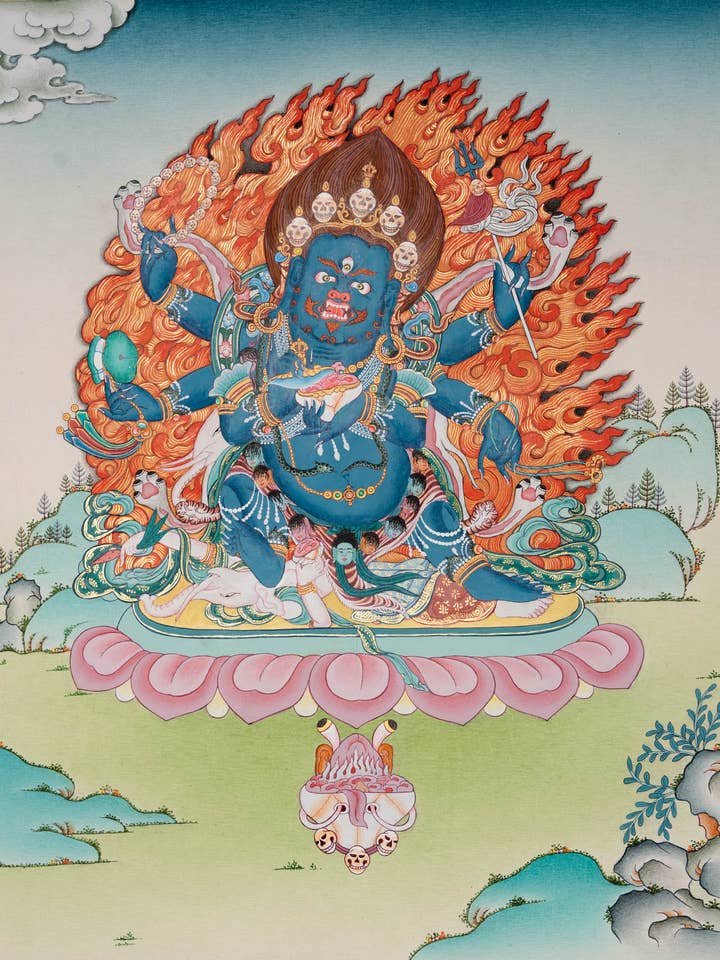 Thangka de Mahakala de Seis Braços por atacado de Lucky Thanka