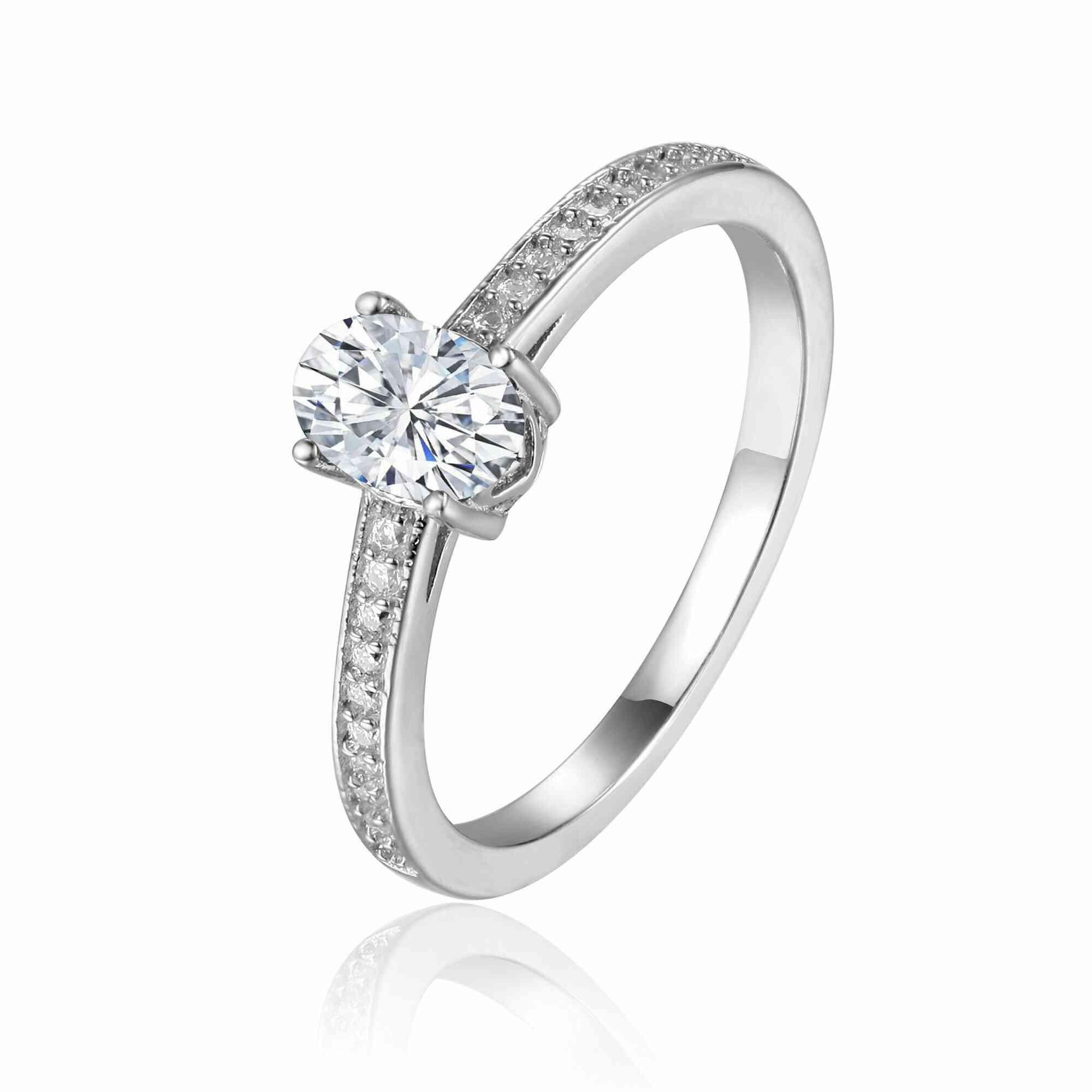 FCJ Jewelry LLC – wholesale Engagement ring – Sterling Silver Created Moissanite Oval Solitaire Ring1