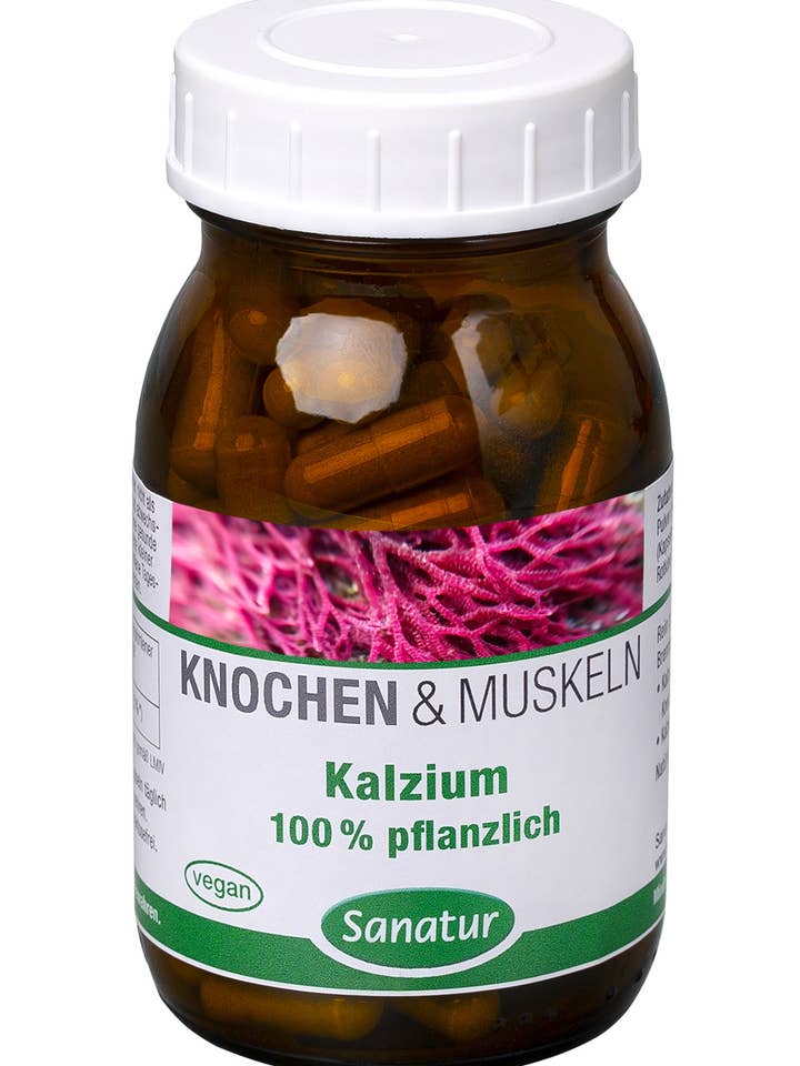 Kalzium 100% pflanzlich 100 Kapseln, KNOCHEN & MUSKELN* für den Großhandel von Sanatur GmbH