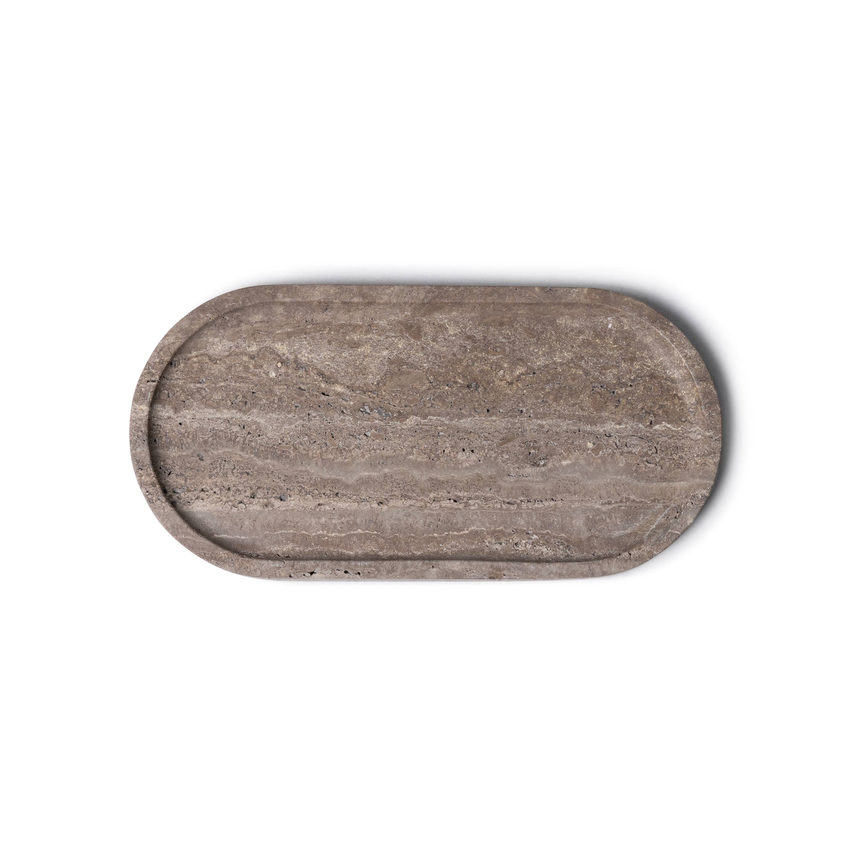 MOOISA B.V. - Wholesale Decorative Tray - Titanium travertine tray oval 30x15cm2