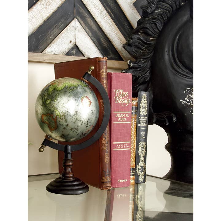 UMA Home Decor - Wholesale Desk Globe - Traditional Brown Mango Wood Globe - Black Accents