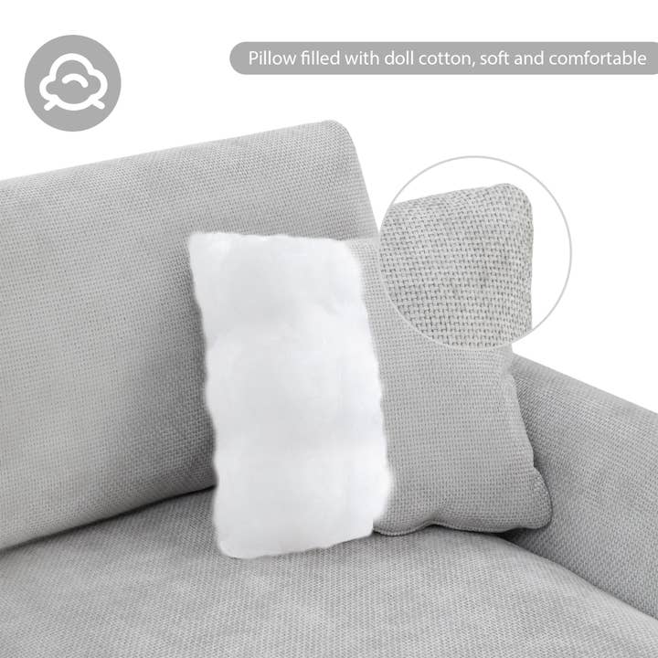 Light Gray Oversized L-shaped Sectional Sofa with Chaise and 2 Pillows for wholesale on Faire