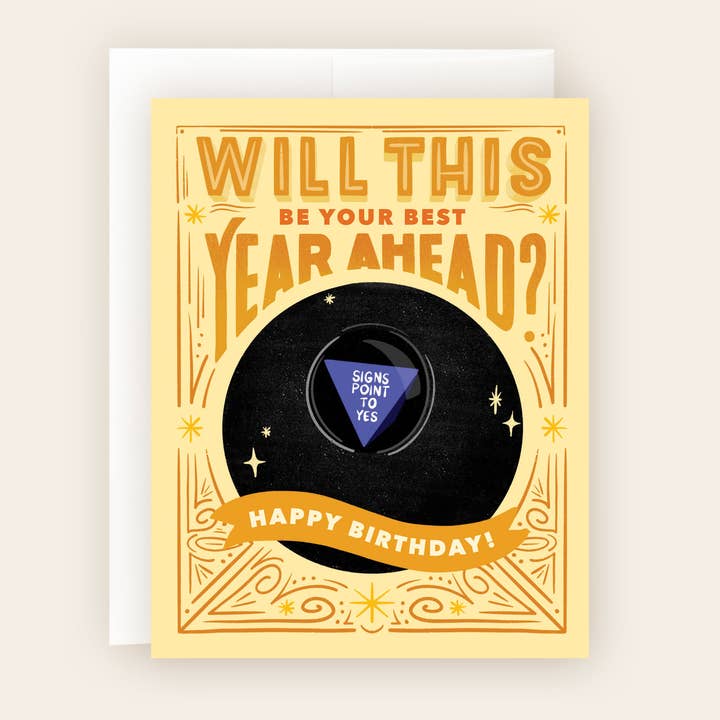 Magic 8-Ball Birthday Card – Signs Point to Yes for wholesale by Molly Marie Pea