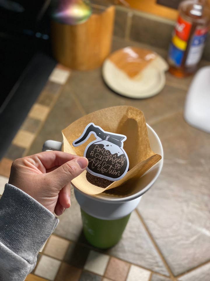 Pour Myself a Cup of Ambition Sticker, Dolly Parton Gift, Do for wholesale by Carolina Pine Prints