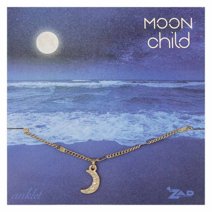 ZAD - Wholesale Anklet - Moon Child Crescent Moon Charm Anklet