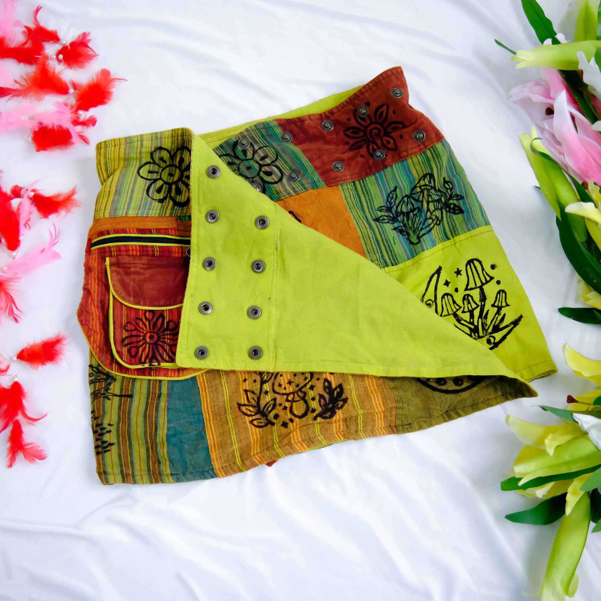 Karma Nepal Crafts - Wholesale Skirt - Women's - Patchwork Skirt with Button21