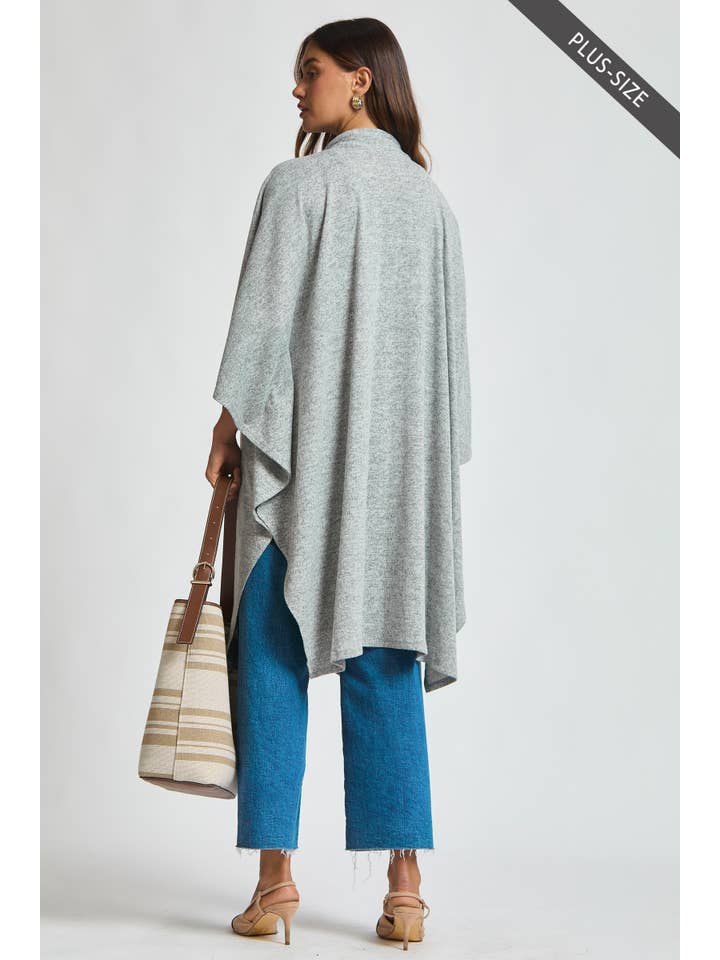 Dear Scarlett - Wholesale Poncho - Women's - PLUS SIZE Flowy Draped Poncho Top5