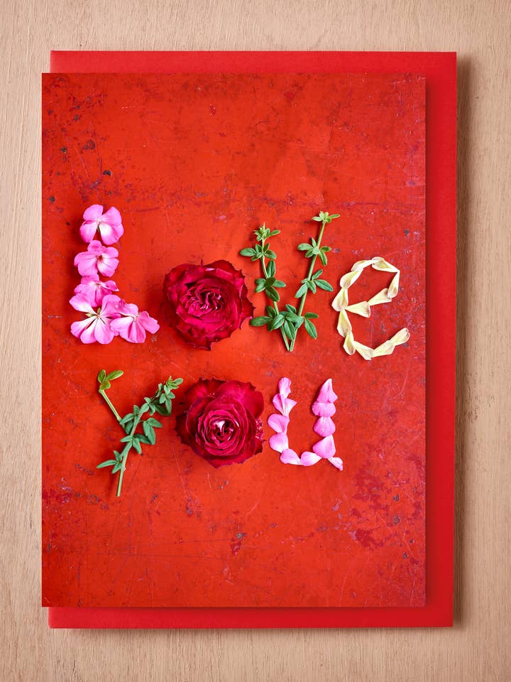 'Love You' Valentine Card for wholesale by Jane Scott Flowers