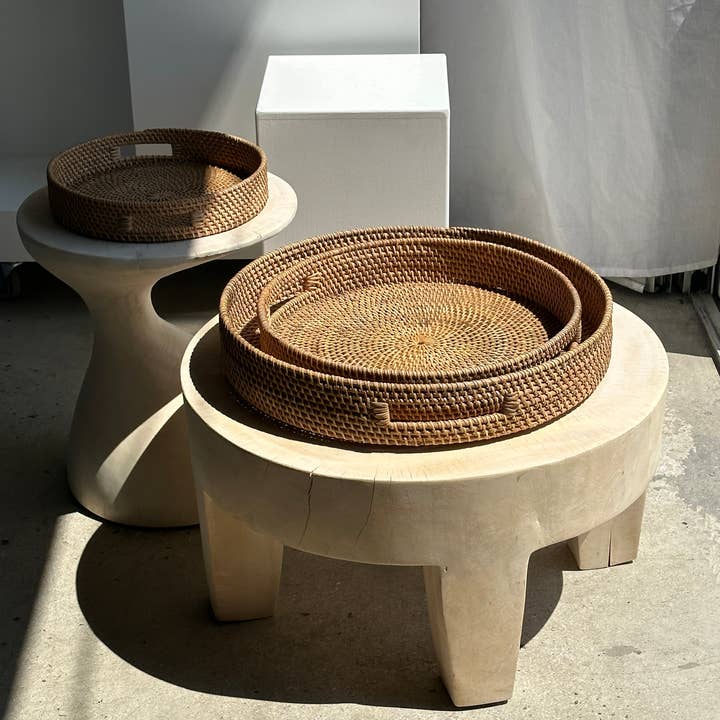 Office Objets - Wholesale Basket - Set of three handcrafted Indonesian wicker baskets in natural rattan (caramel)31