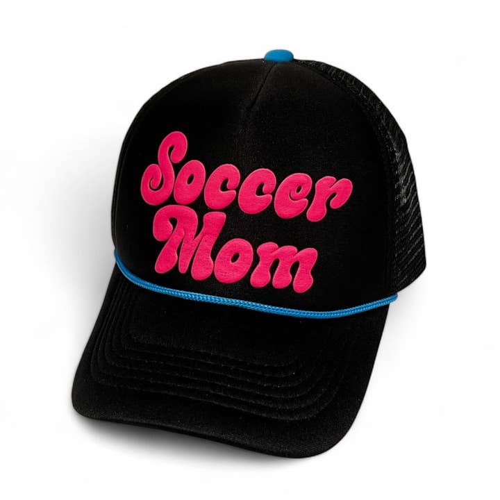 Cappello Trucker in Schiuma Nero + Verde Soccer Mom per la vendita all'ingrosso da parte di Talisman & Co.