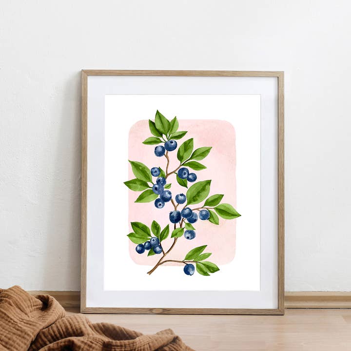 NorthHouse Creative Co. – wholesale Art print – Blueberries Watercolor Print6
