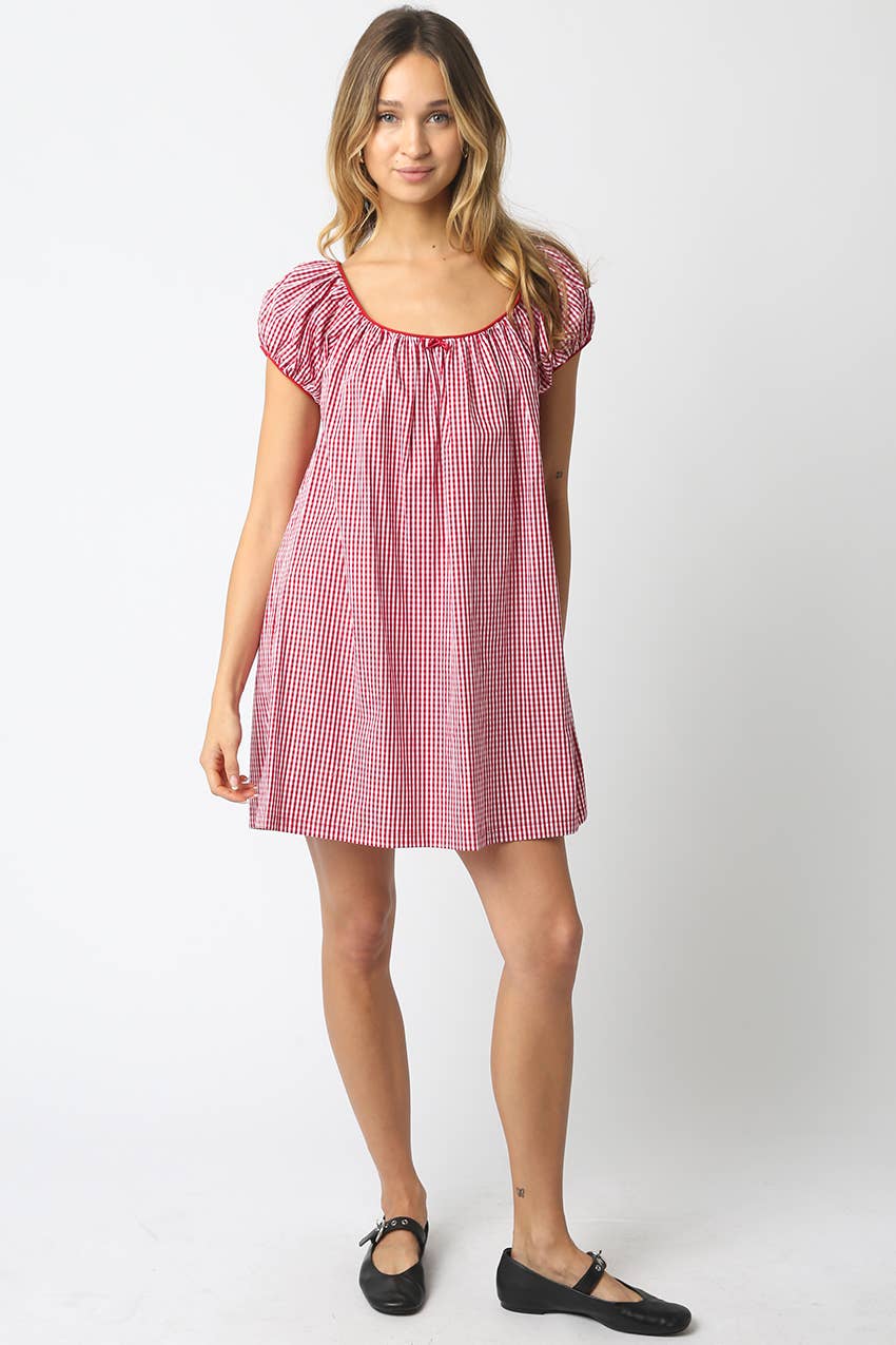 Olivaceous - Vente Robe – femme - Robe Mini à Carreaux Harper4