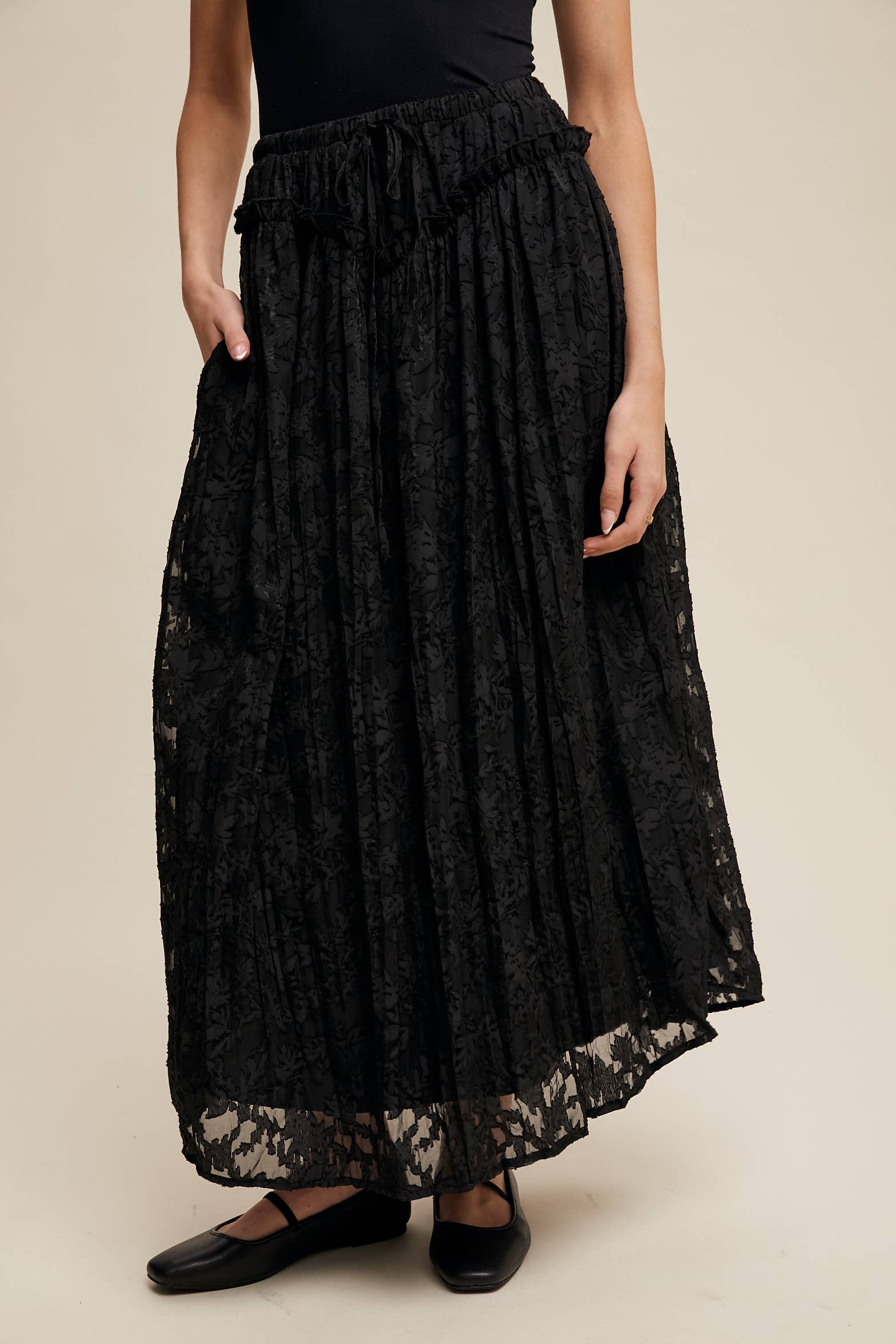 Listicle - Wholesale Skirt - Women's - Floral Textured Maxi Skirt26