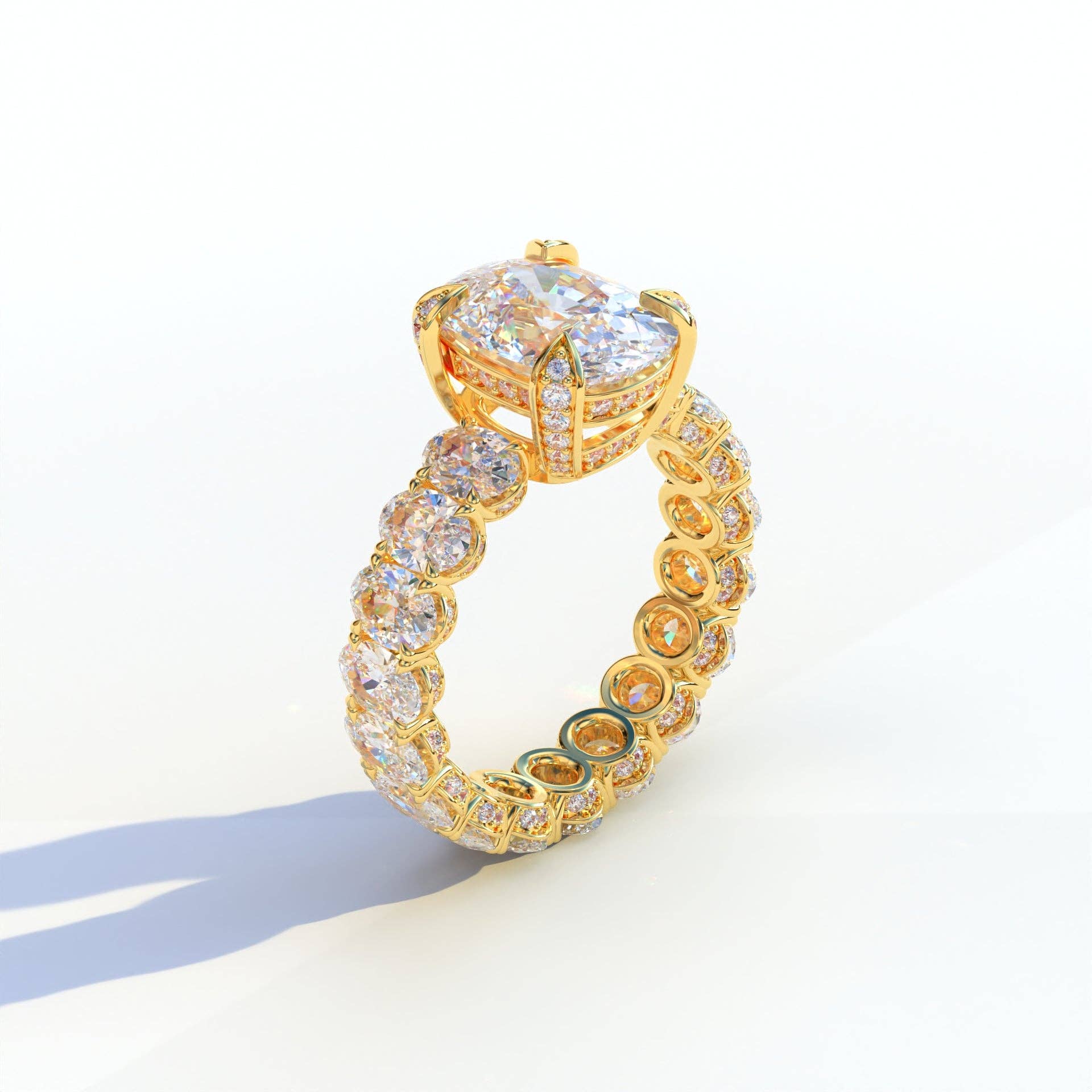 Mohana Jewels - Luxury – Anel de noivado por atacado – Anel de Diamante de Laboratório de 2 Quilates E VVS Corte Oval Eternidade Completa - Enigma7