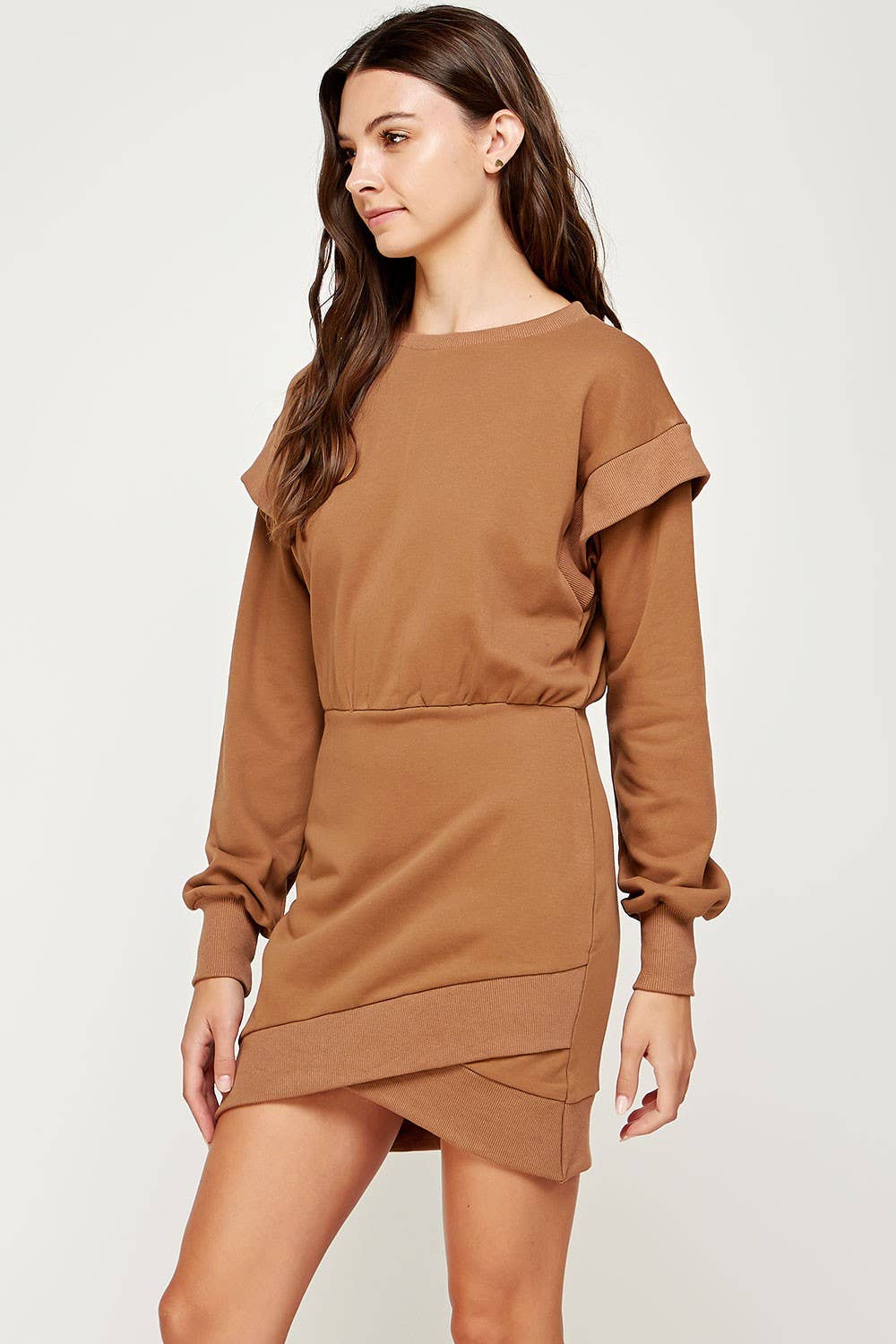 Strut & Bolt - Wholesale Dress - Women's - Ribbed Asymmetric Hem Knit Mini Dress8