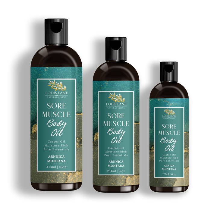 Arnica Montana Sore Muscle Body Oil for wholesale by Lodis Lane Naturals