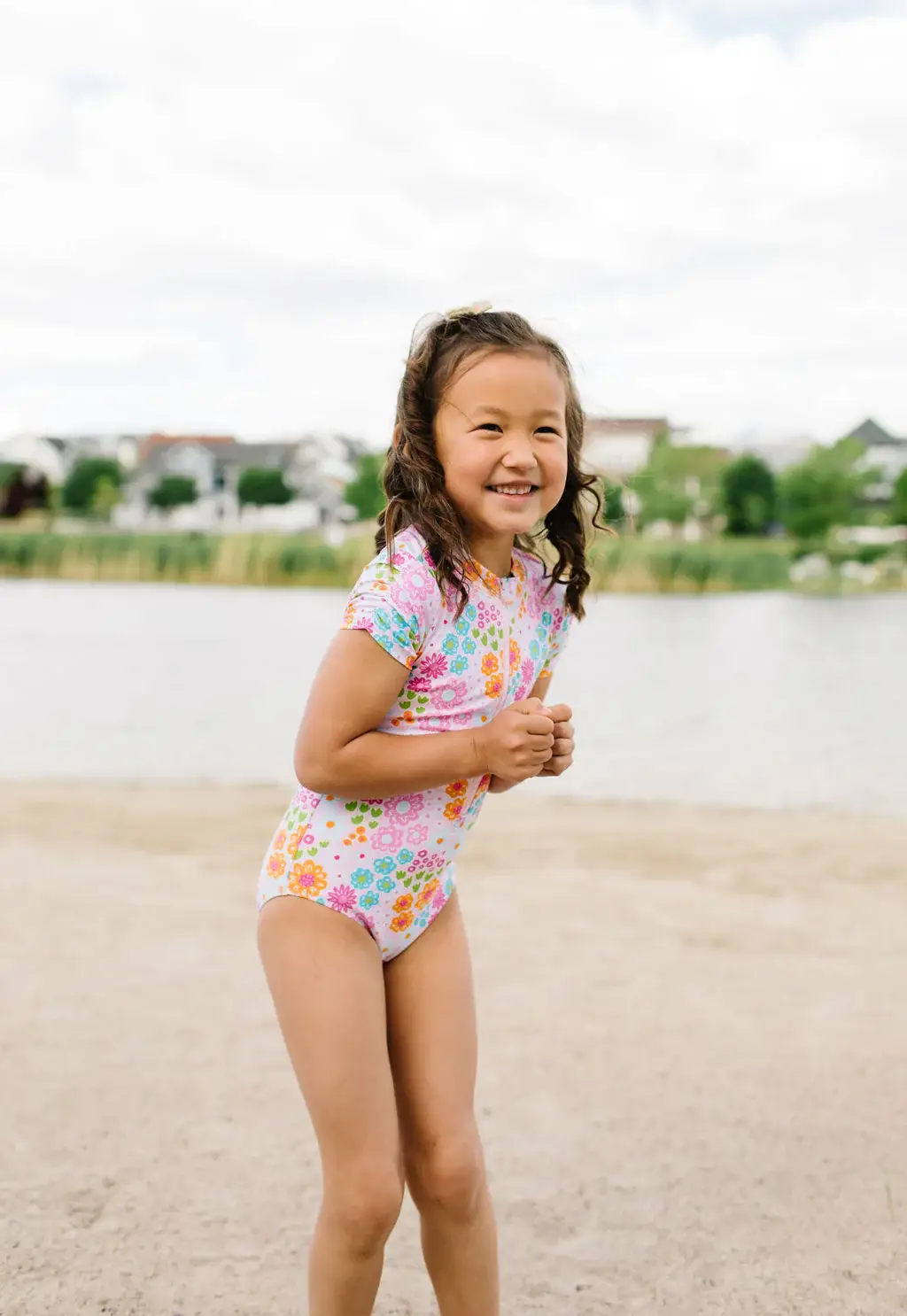 Ollie Jay - Wholesale One Piece Swimsuit - Kids - Zoey Swim in Pink Flowers | Girls UPF 50 Swimwear4