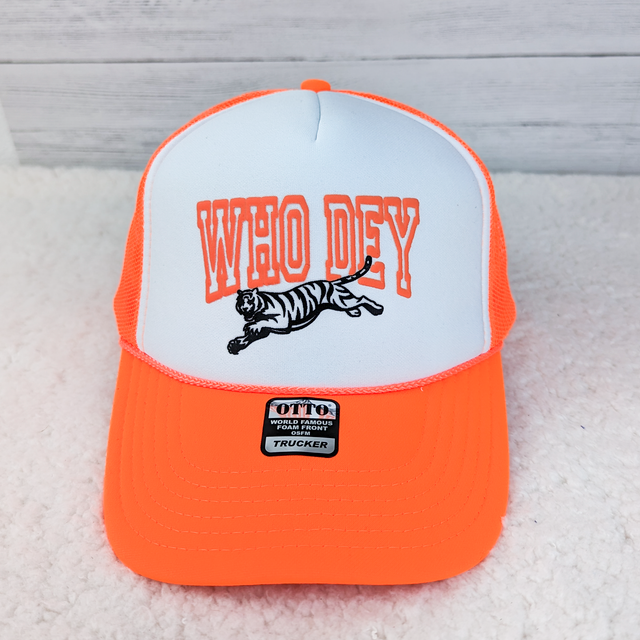 Trendy Transfers – Engroshandel Sublimationstryk – Who Dey Orange PUFF Hat/Pocket Screen Print Varmeoverførsel0