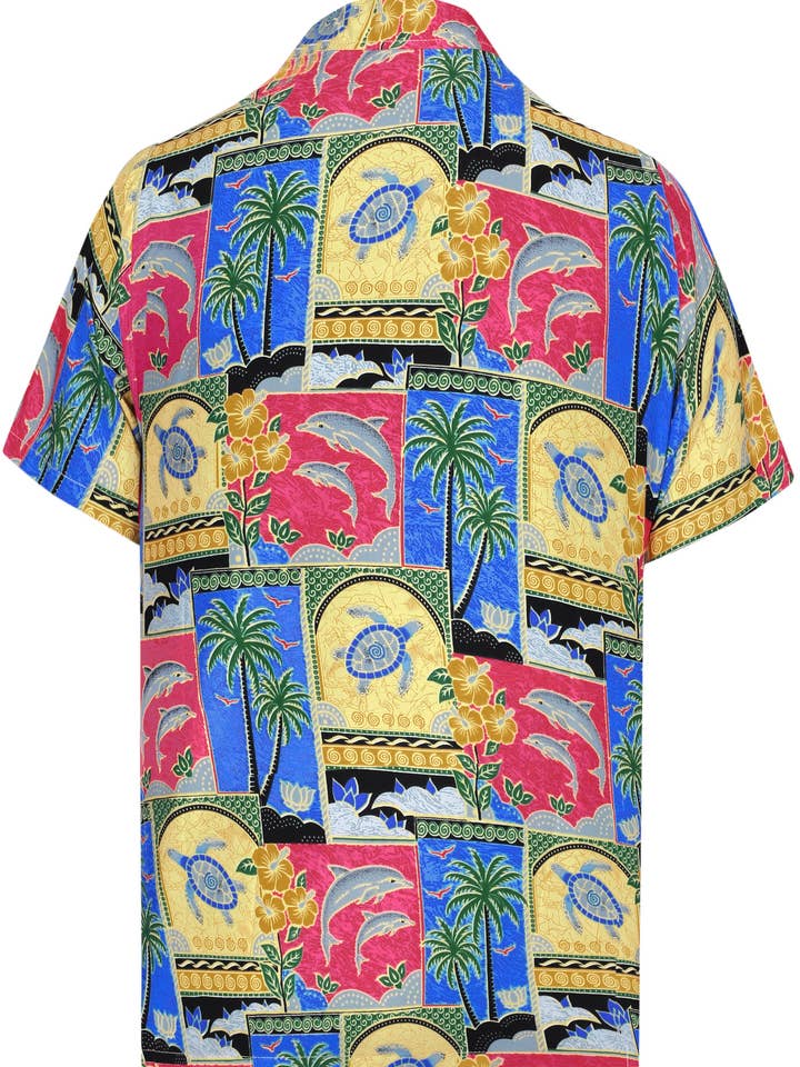 LA LEELA men Casual Beach Button Down Hawaiian Shirt 104017 for wholesale by La Leela LLC