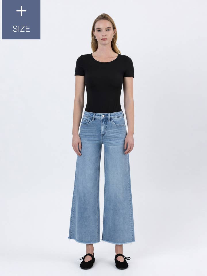 PLUS TUMMY CONTROL HIGH RISE ANKLE WIDE LEG JEANS LV1771-P for wholesale by Lovervet by VERVET