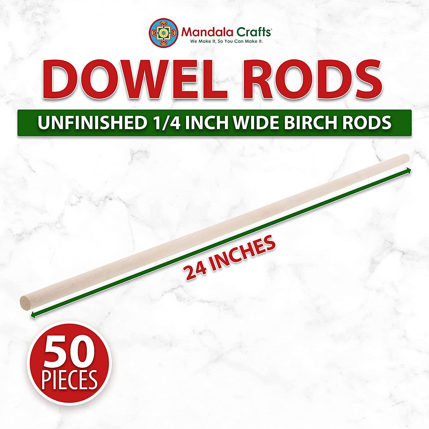 Mandala Crafts - Wholesale Craft Supplies - Mandala Crafts Birch Wooden Dowel Rods - Round Wood Sticks for Crafts Macrame - Natural Unfinished Wood Dowels for Cake Dowels for Tiered Cakes1