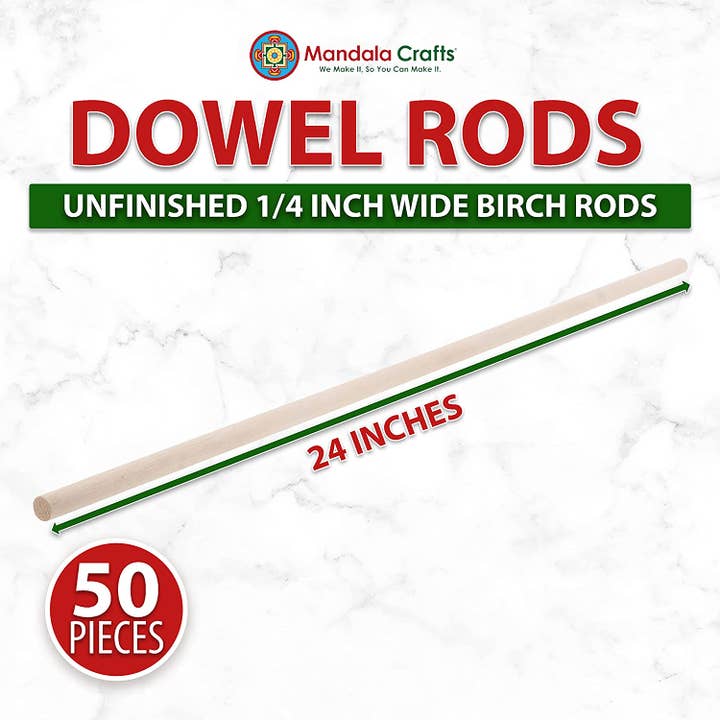 Mandala Crafts - Wholesale Craft Supplies - Mandala Crafts Birch Wooden Dowel Rods - Round Wood Sticks for Crafts Macrame - Natural Unfinished Wood Dowels for Cake Dowels for Tiered Cakes1