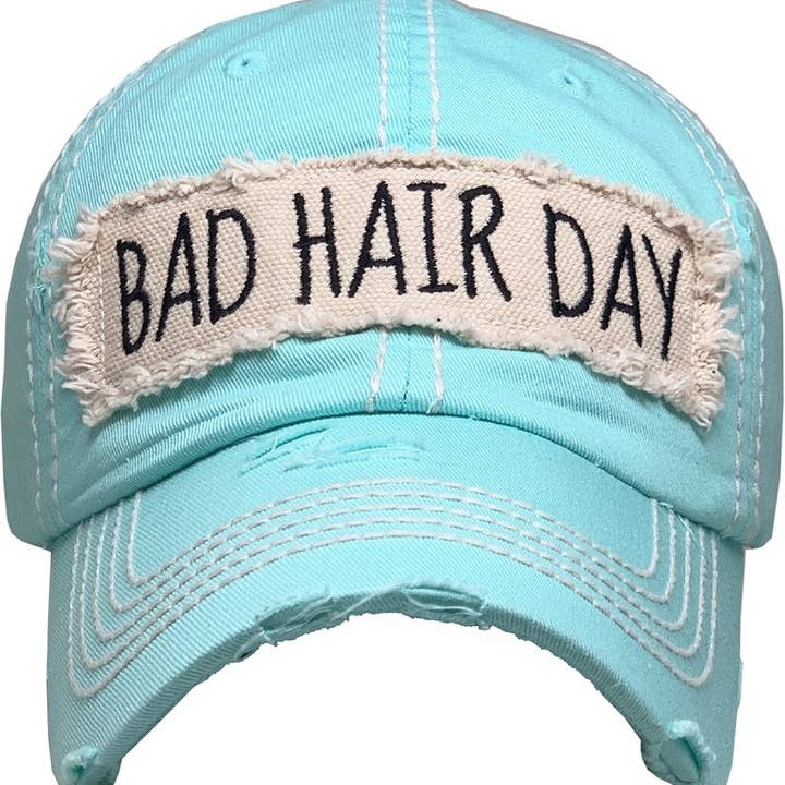 MiMi Wholesale - Wholesale Baseball Cap - Women's - KBV1073 'BAD HAIR DAY' Distressed Cotton Cap11