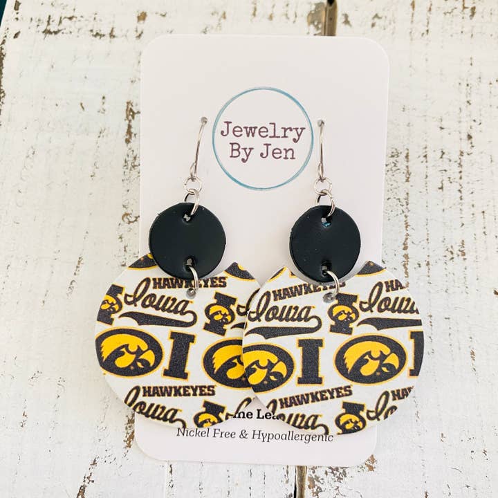 Iowa Hawkeyes Collage Luna Earrings for wholesale by Jewelry By Jen